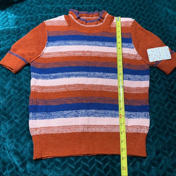 NWT Free People Best Intentions Striped Half Sleeve Sweater Shirt Size L - Picture 12 of 16